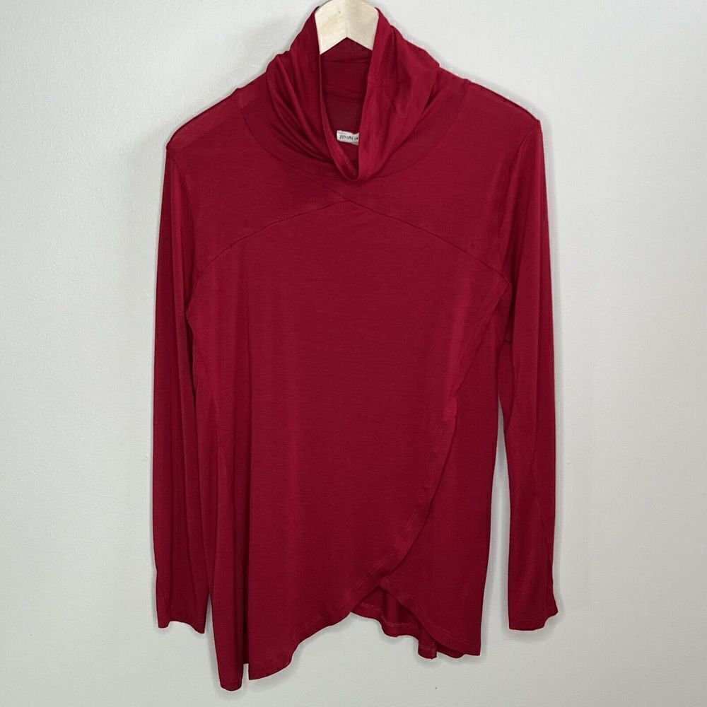 ZENANA Outfitters Small Red Long Sleeved Cowl Neck Blouse